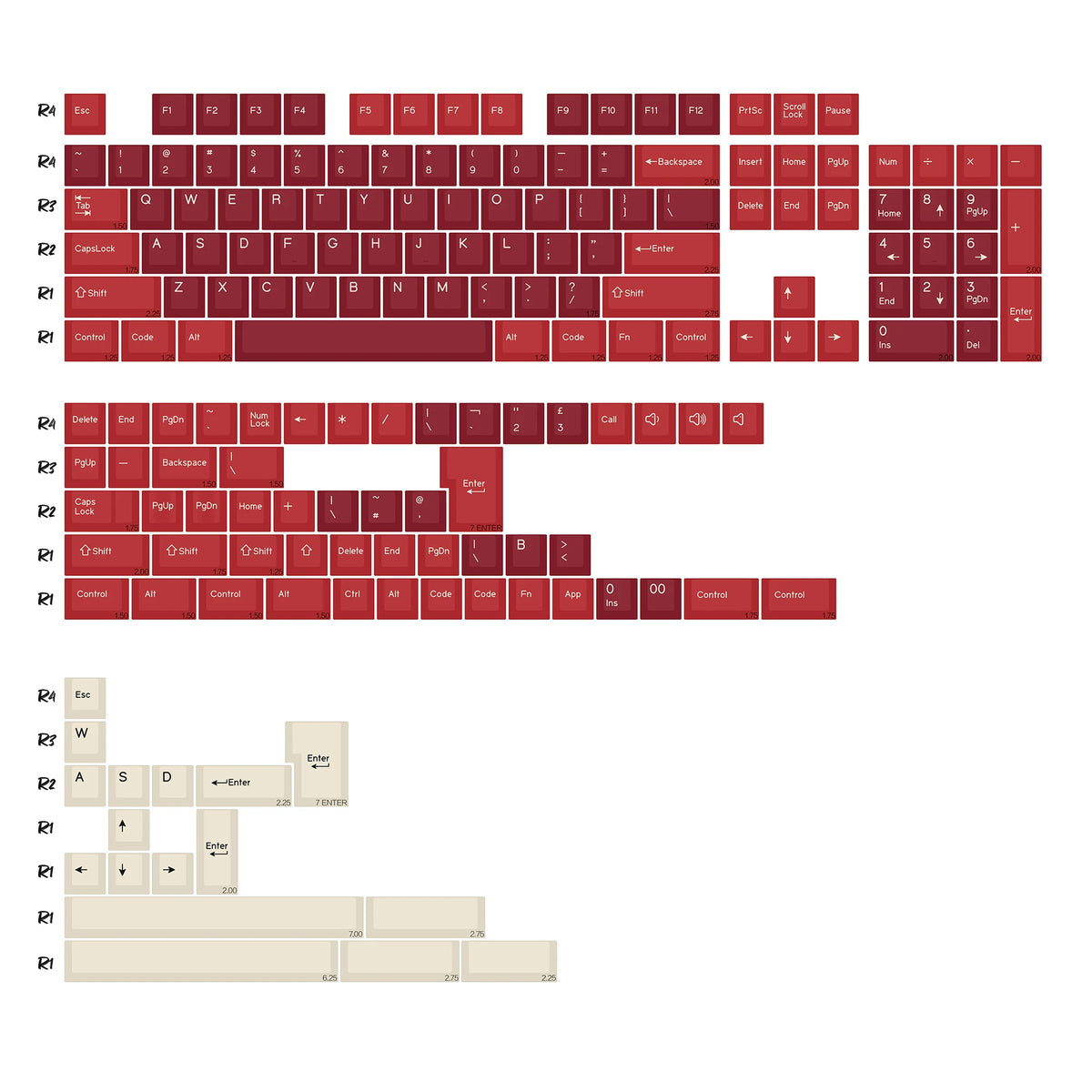 Keycaps Rouge Carmin et Crème