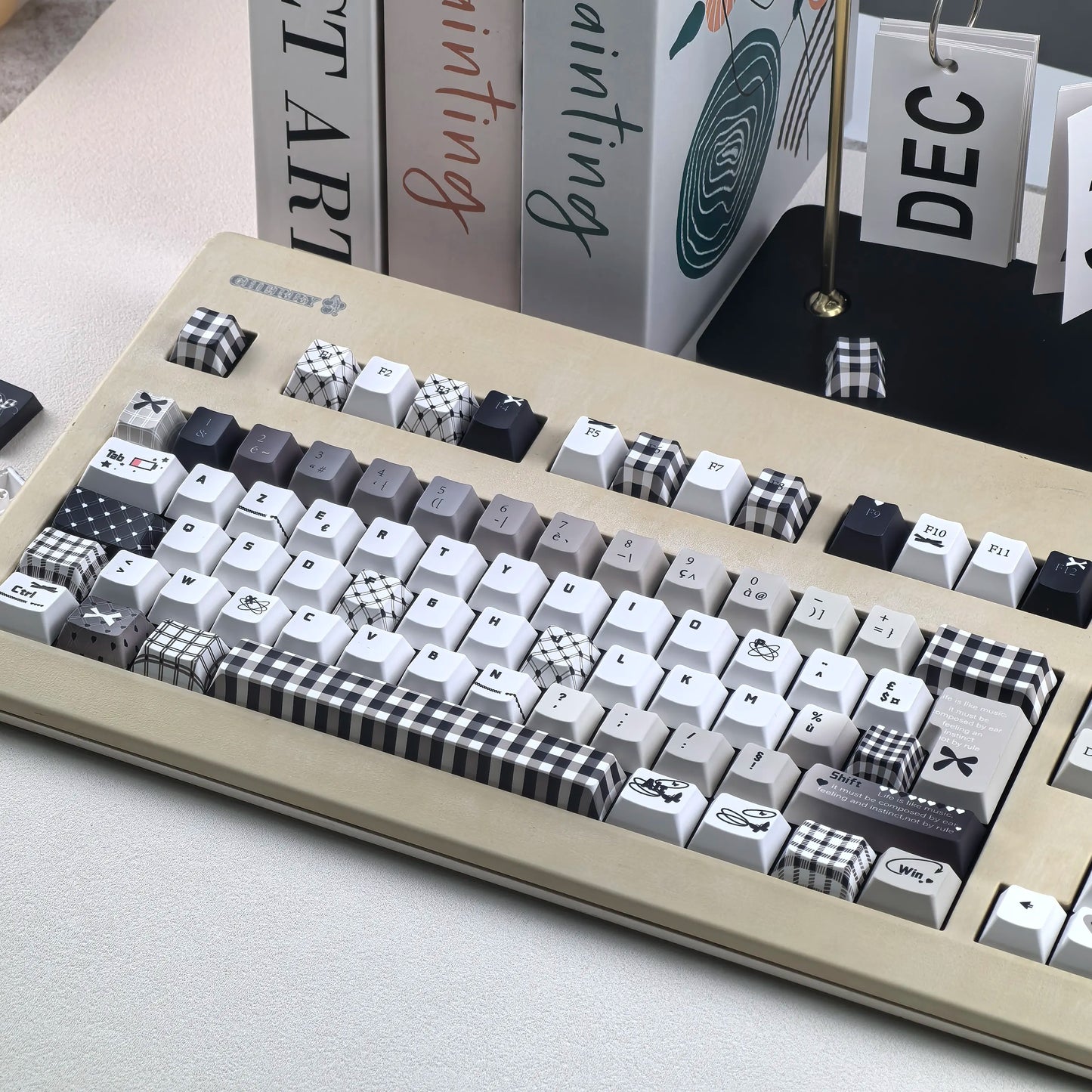 AZERTY-Tastenkappen, schwarz-weißes Schachbrettmuster