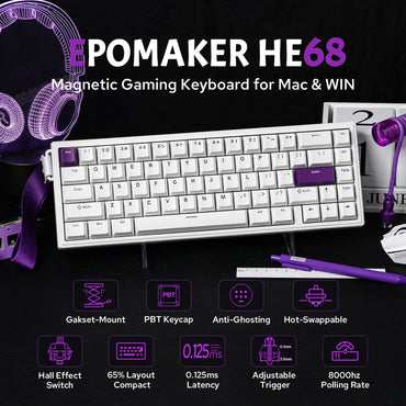EPOMAKER White HE68 65% Magnetic ANSI