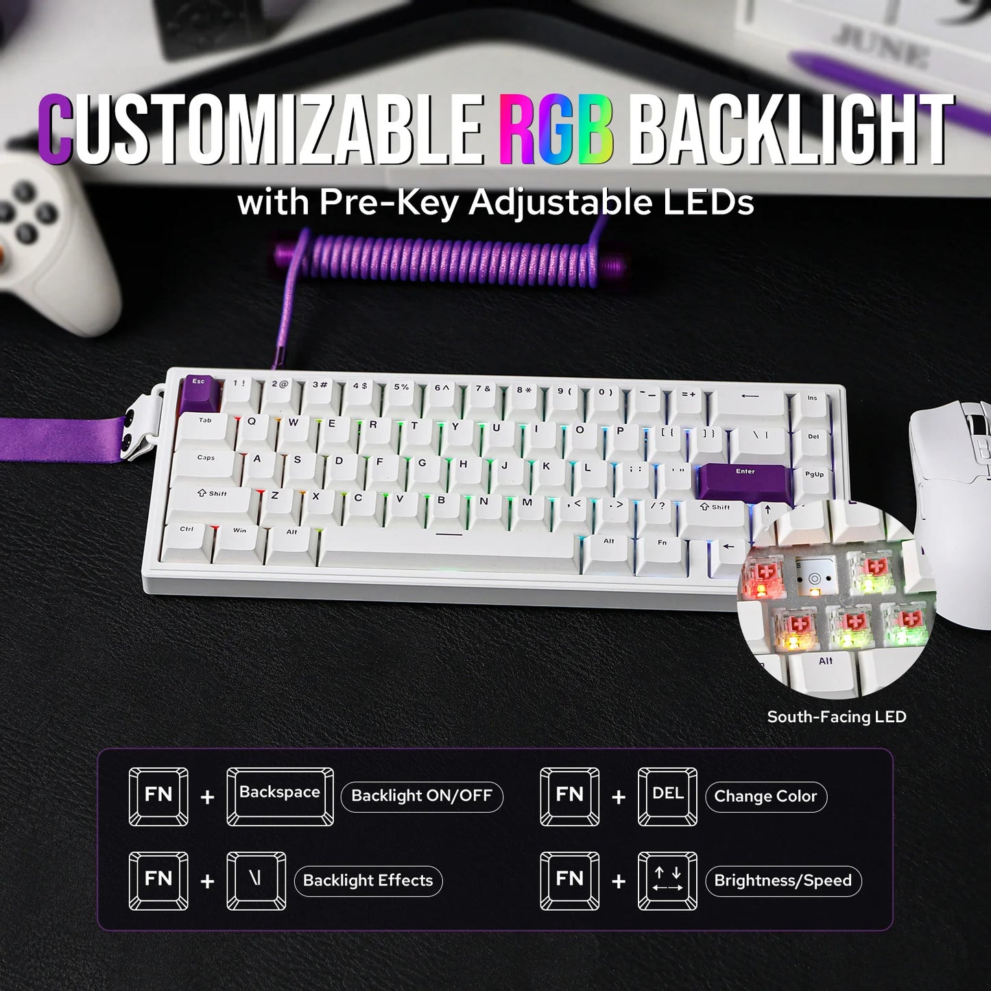 EPOMAKER White HE68 65% Magnetic ANSI