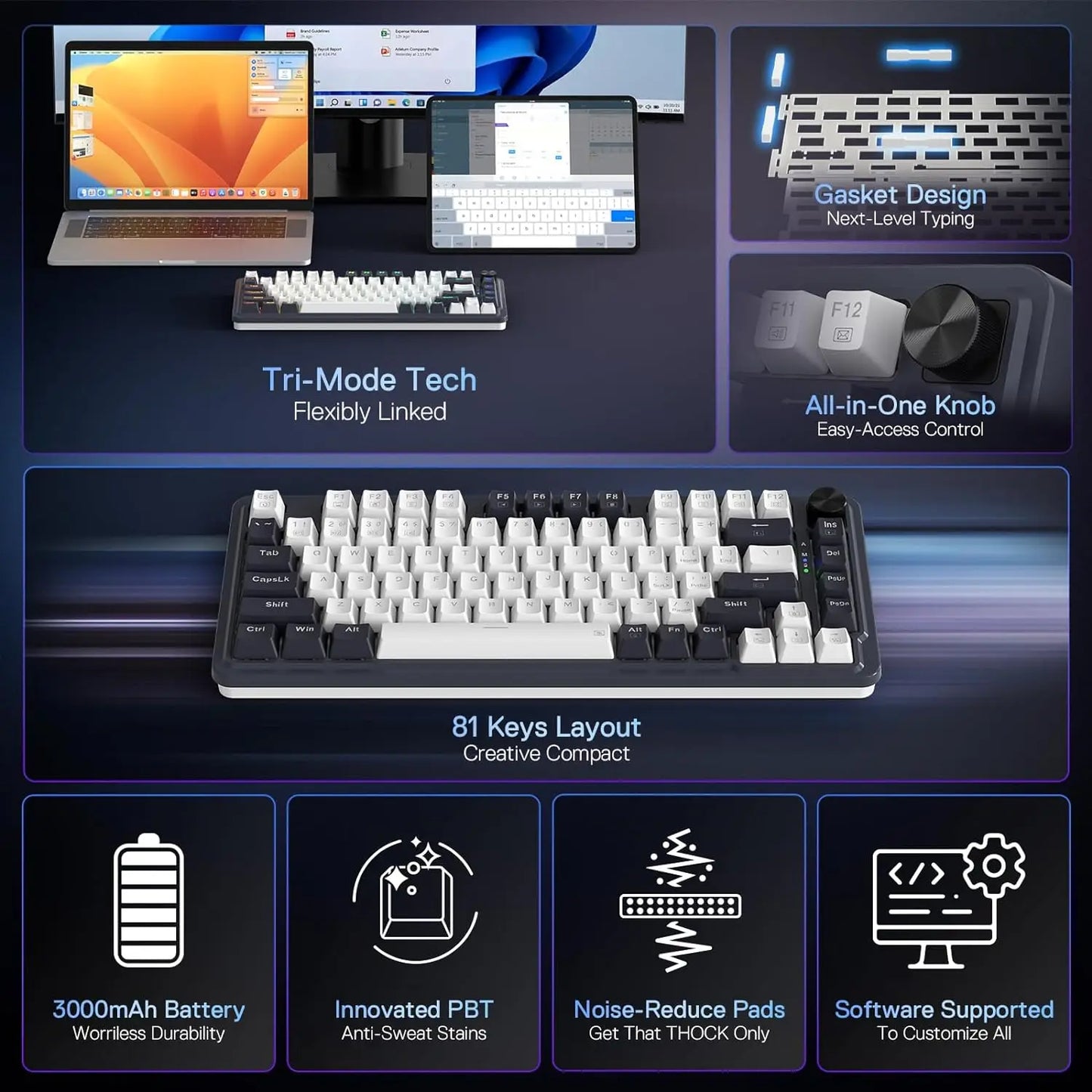 Clavier custom Redragon K673 PRO 75% Wireless RGB