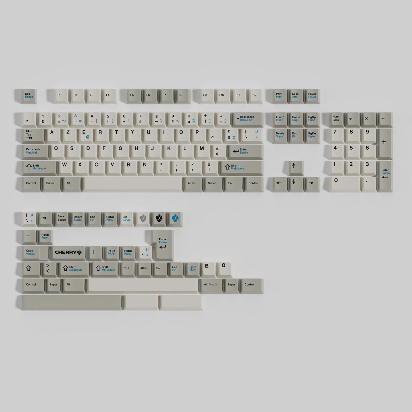 Keycaps AZERTY CHERRY BLEU - vue principale