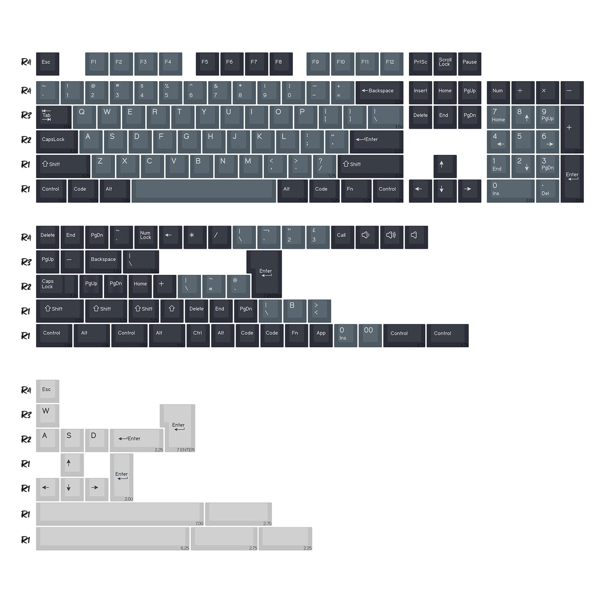 Keycaps Schiefergrau