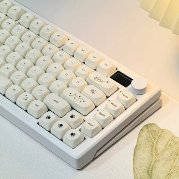 Keycaps QWERTY Cute Cat Blanc