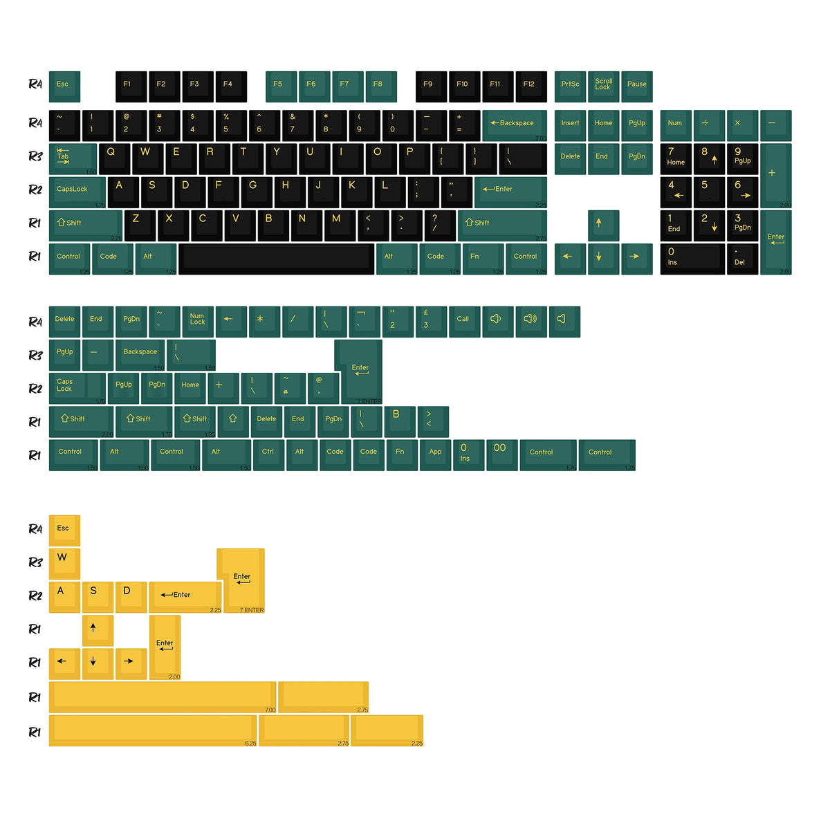 Keycaps Vert Sapin et Jaune