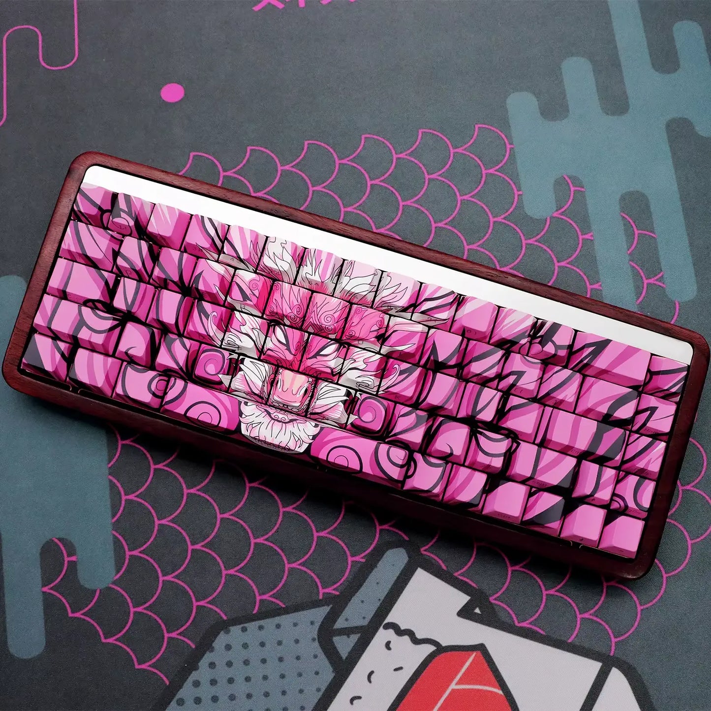 Keycaps à Rose Motif Dragon