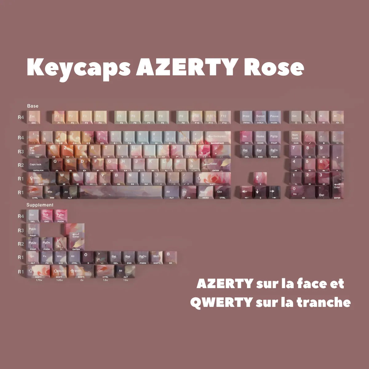 Keycaps AZERTY Rose set complet
