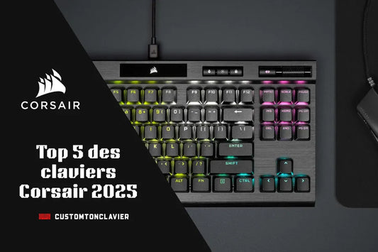 Couverture de blog: Top 5 des claviers Corsair 2025 avec une photo d'un clavier corsair