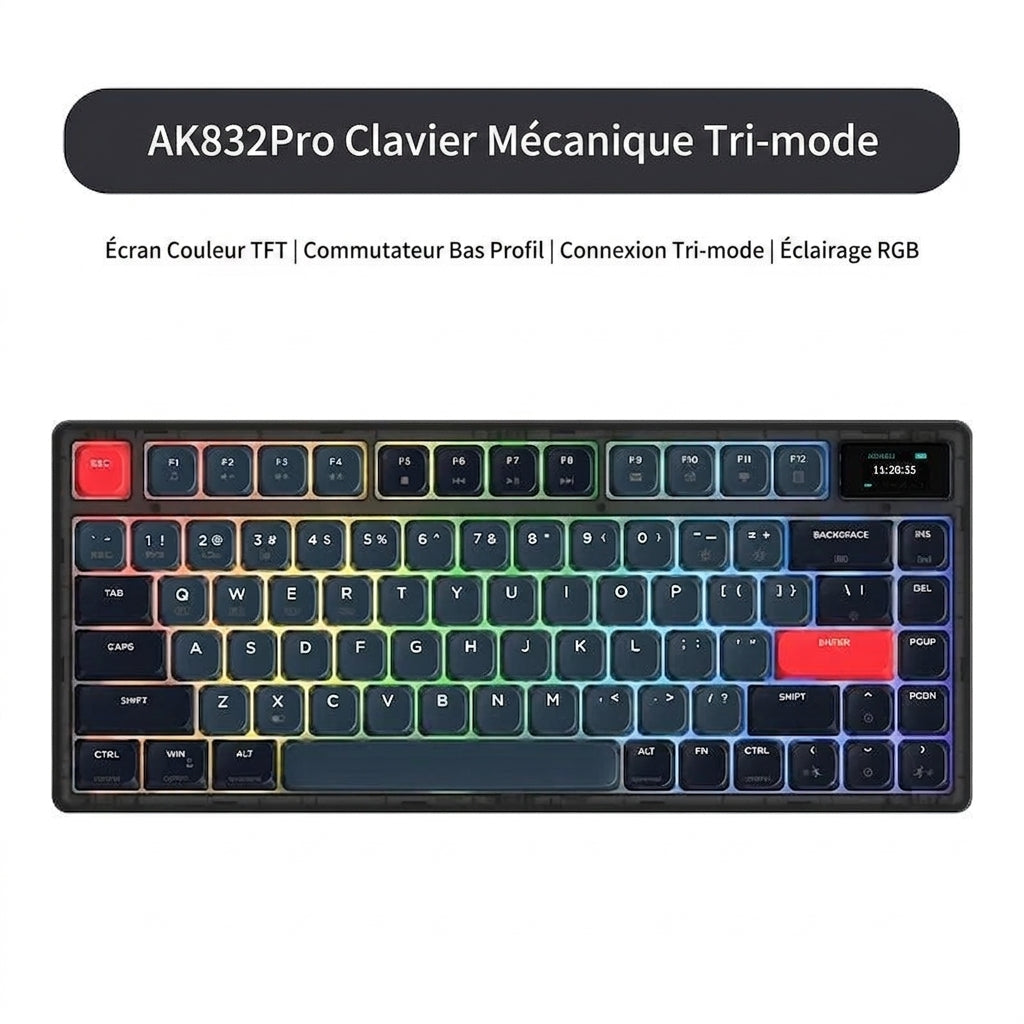 Clavier mecanique Ajazz AK832Pro 3 modes