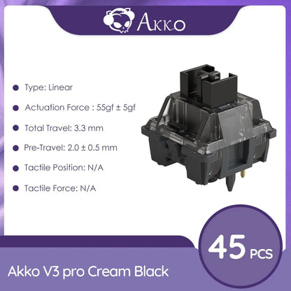 Akko-interruptores táctiles/lineales V3 Pro para teclado mecánico, paquete de 45 Uds., interruptor de llave reemplazable Outemu Gateron Cherry MX