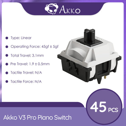 Akko-interruptores táctiles/lineales V3 Pro para teclado mecánico, paquete de 45 Uds., interruptor de llave reemplazable Outemu Gateron Cherry MX