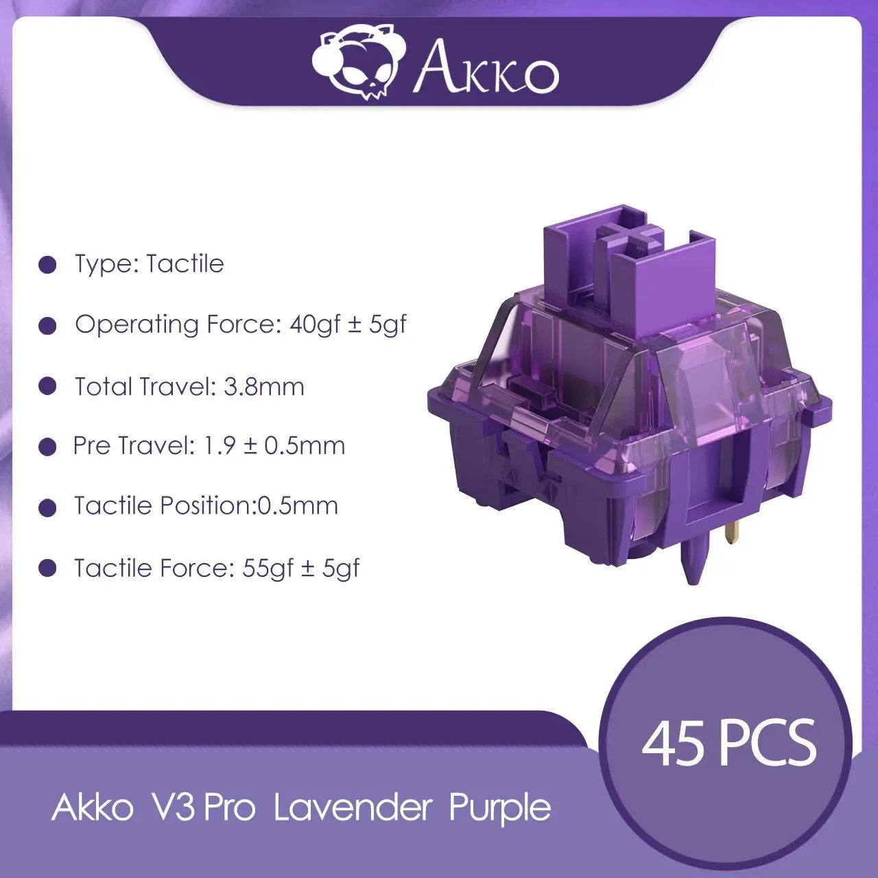 Akko-interruptores táctiles/lineales V3 Pro para teclado mecánico, paquete de 45 Uds., interruptor de llave reemplazable Outemu Gateron Cherry MX