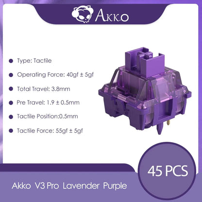 Akko-interruptores táctiles/lineales V3 Pro para teclado mecánico, paquete de 45 Uds., interruptor de llave reemplazable Outemu Gateron Cherry MX