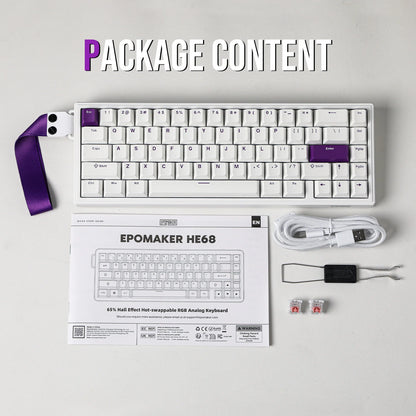 EPOMAKER White HE68 65% Magnetic ANSI