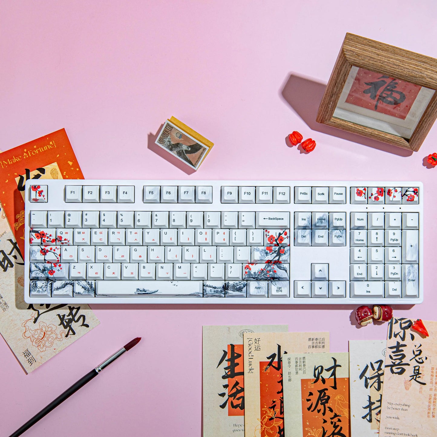Keycaps AZERTY Plum blossom - Vue de côté