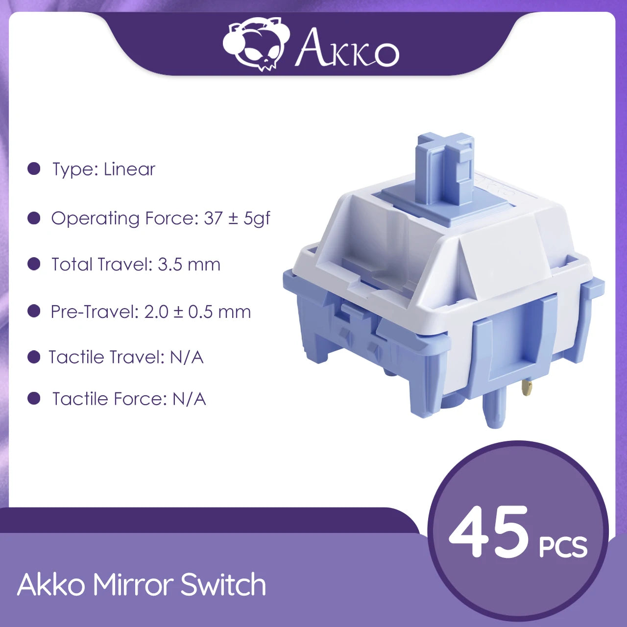 Akko-interruptores táctiles/lineales V3 Pro para teclado mecánico, paquete de 45 Uds., interruptor de llave reemplazable Outemu Gateron Cherry MX