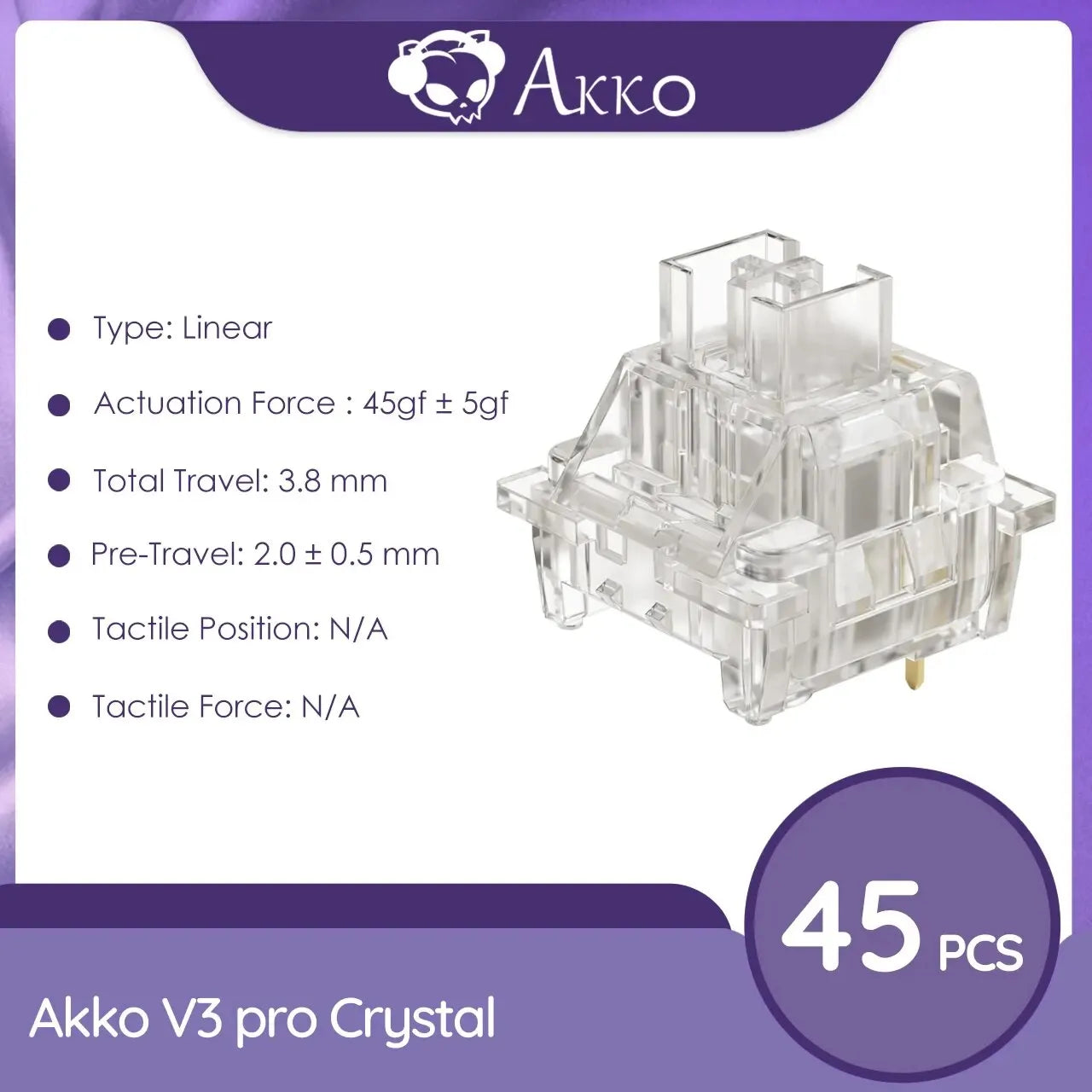 Akko-interruptores táctiles/lineales V3 Pro para teclado mecánico, paquete de 45 Uds., interruptor de llave reemplazable Outemu Gateron Cherry MX