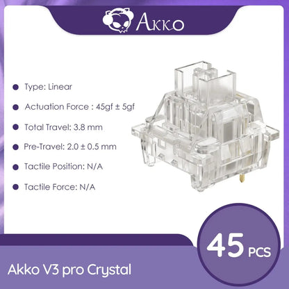 Akko-interruptores táctiles/lineales V3 Pro para teclado mecánico, paquete de 45 Uds., interruptor de llave reemplazable Outemu Gateron Cherry MX
