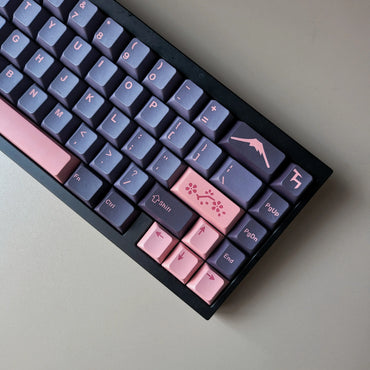 Keycaps AZERTY/QWERTY Sakura Rose - Vue de côté