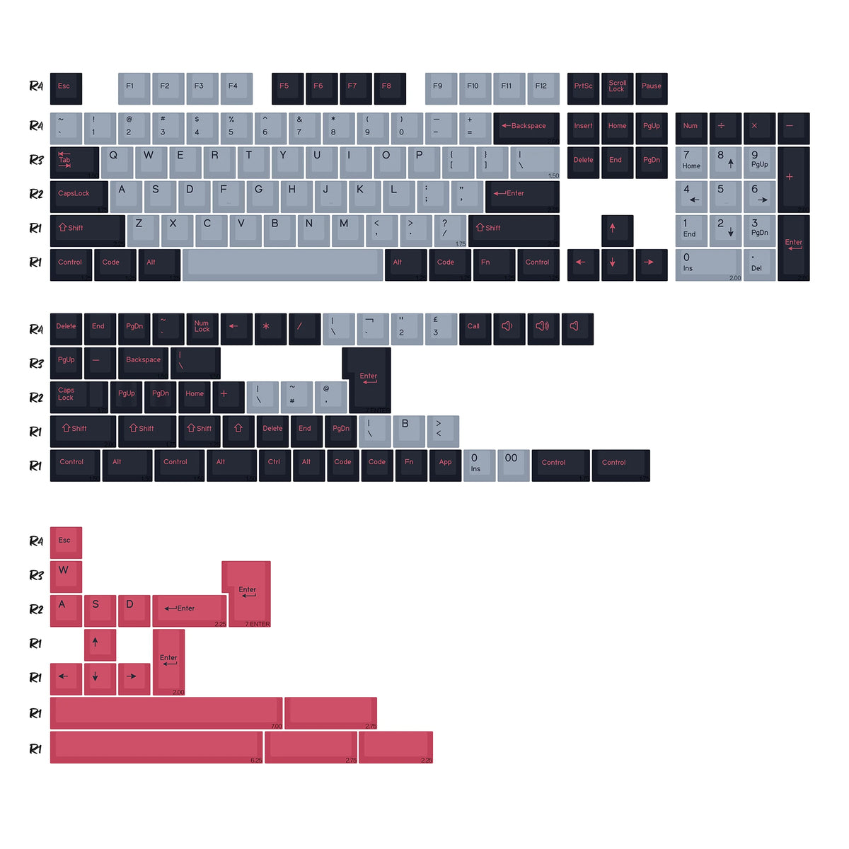 Keycaps Anthrazit und Rosa
