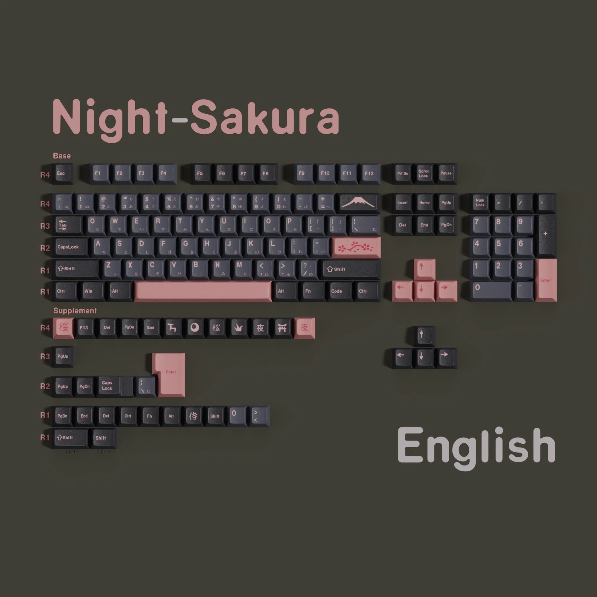 Keycaps AZERTY/QWERTY Sakura Rose - Vue rapprochée