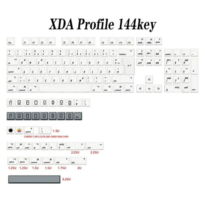 Keycaps AZERTY/QWERTY XDA MAC 144 touches