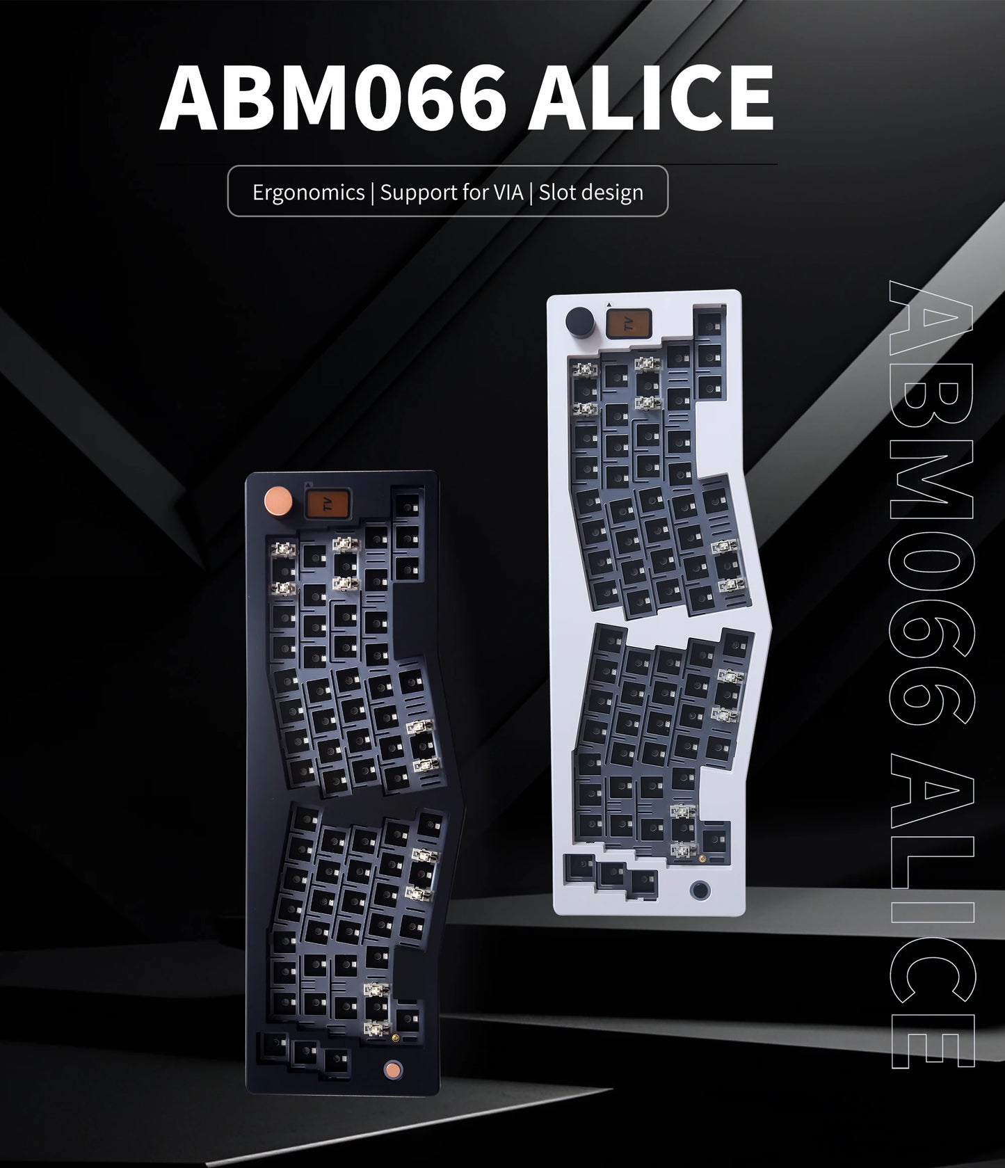 ABM066 Kit barebones Alice-layout VIA programable intercambiable en caliente Bluetooth/2,4 Ghz/conectividad tipo C para Win/Mac