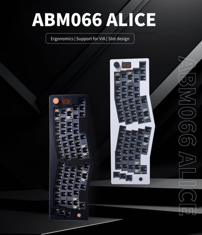 ABM066 Kit barebones Alice-layout VIA programable intercambiable en caliente Bluetooth/2,4 Ghz/conectividad tipo C para Win/Mac