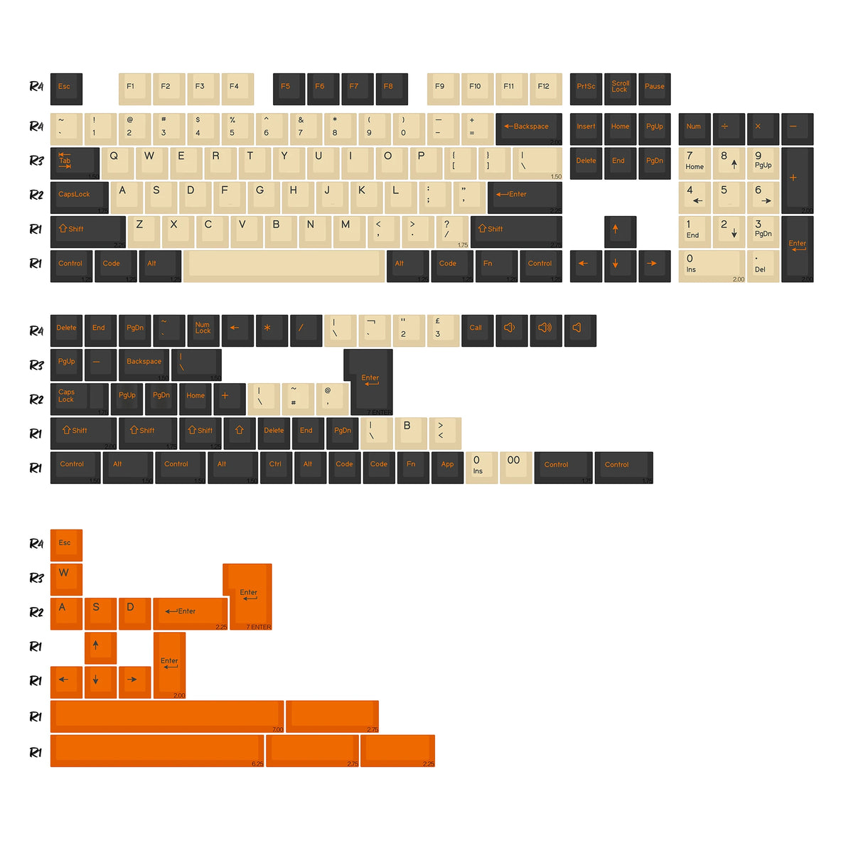 Keycaps Creme und Anthrazit