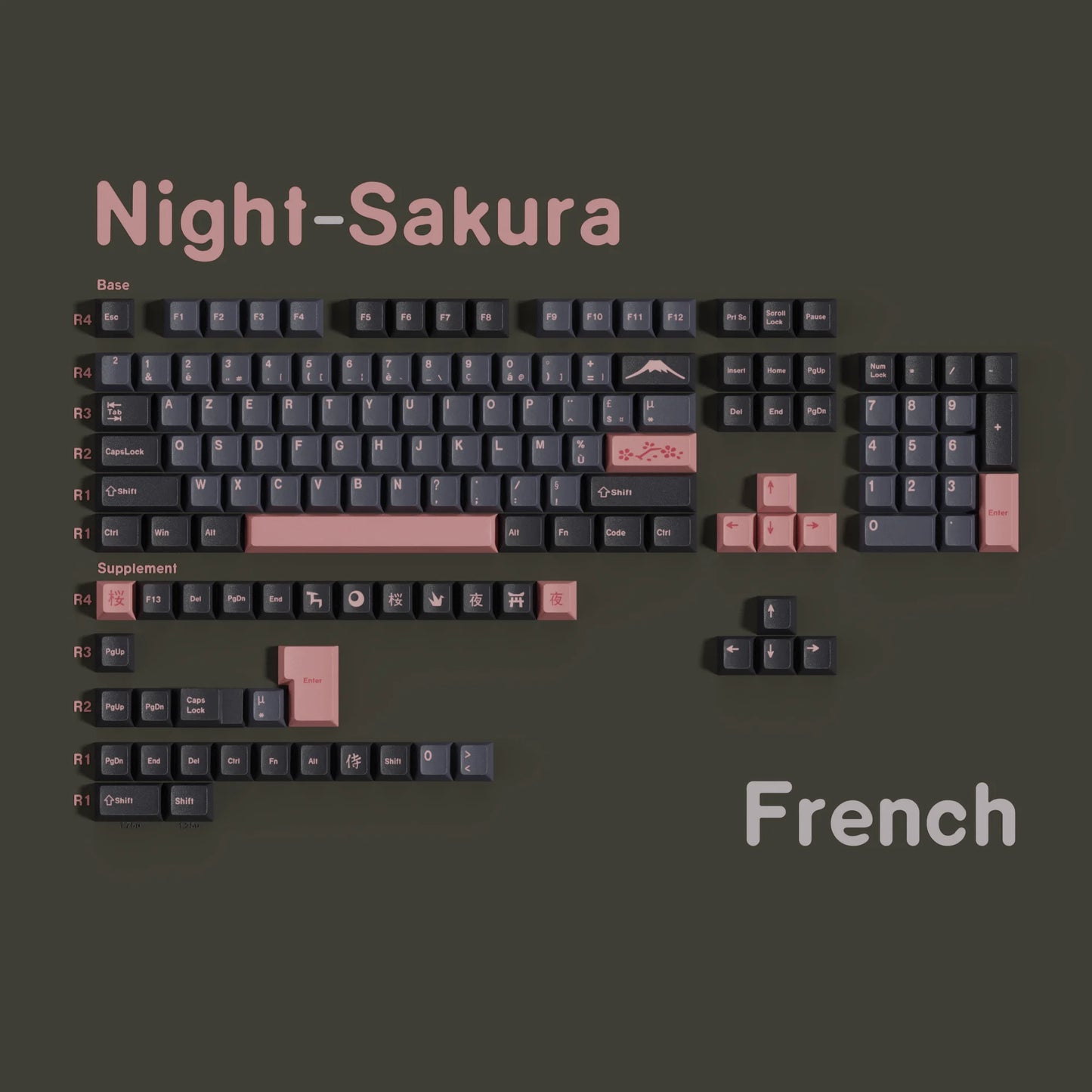 Keycaps AZERTY/QWERTY Sakura Rose - Coloris disponibles