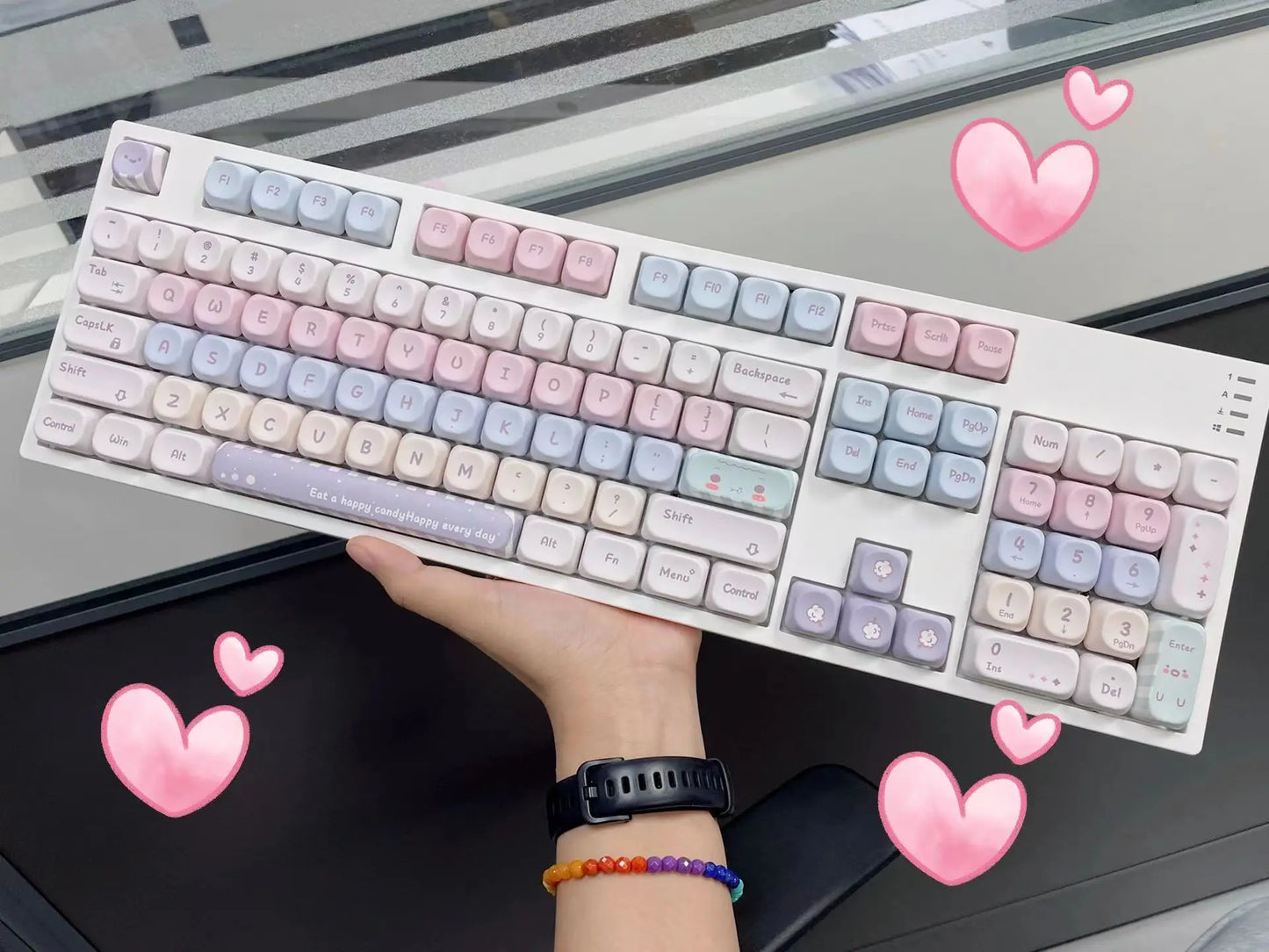 Keycaps AZERTY Candy Colorées - Vue de côté