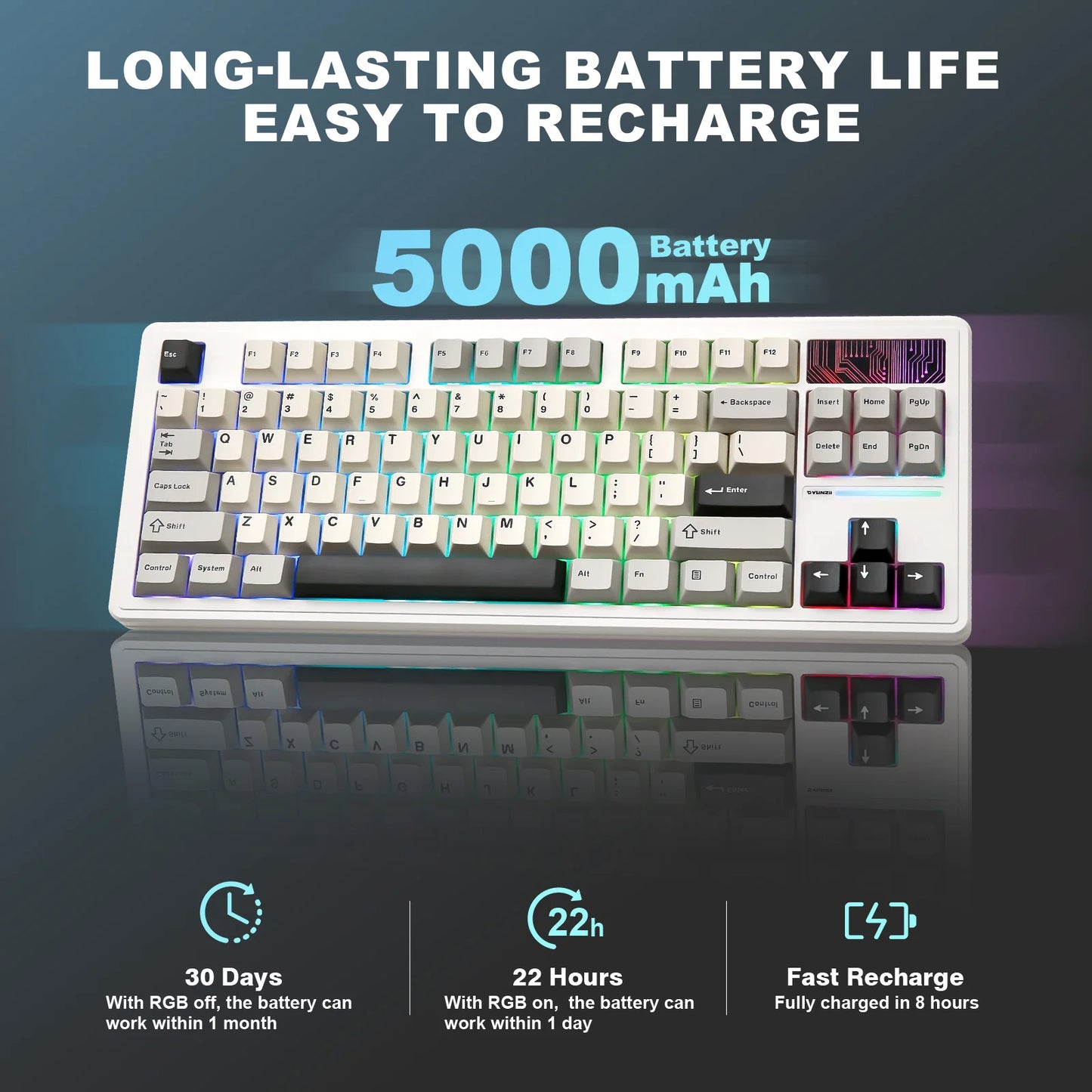 Clavier custom YZ87 TKL connexion sans fil