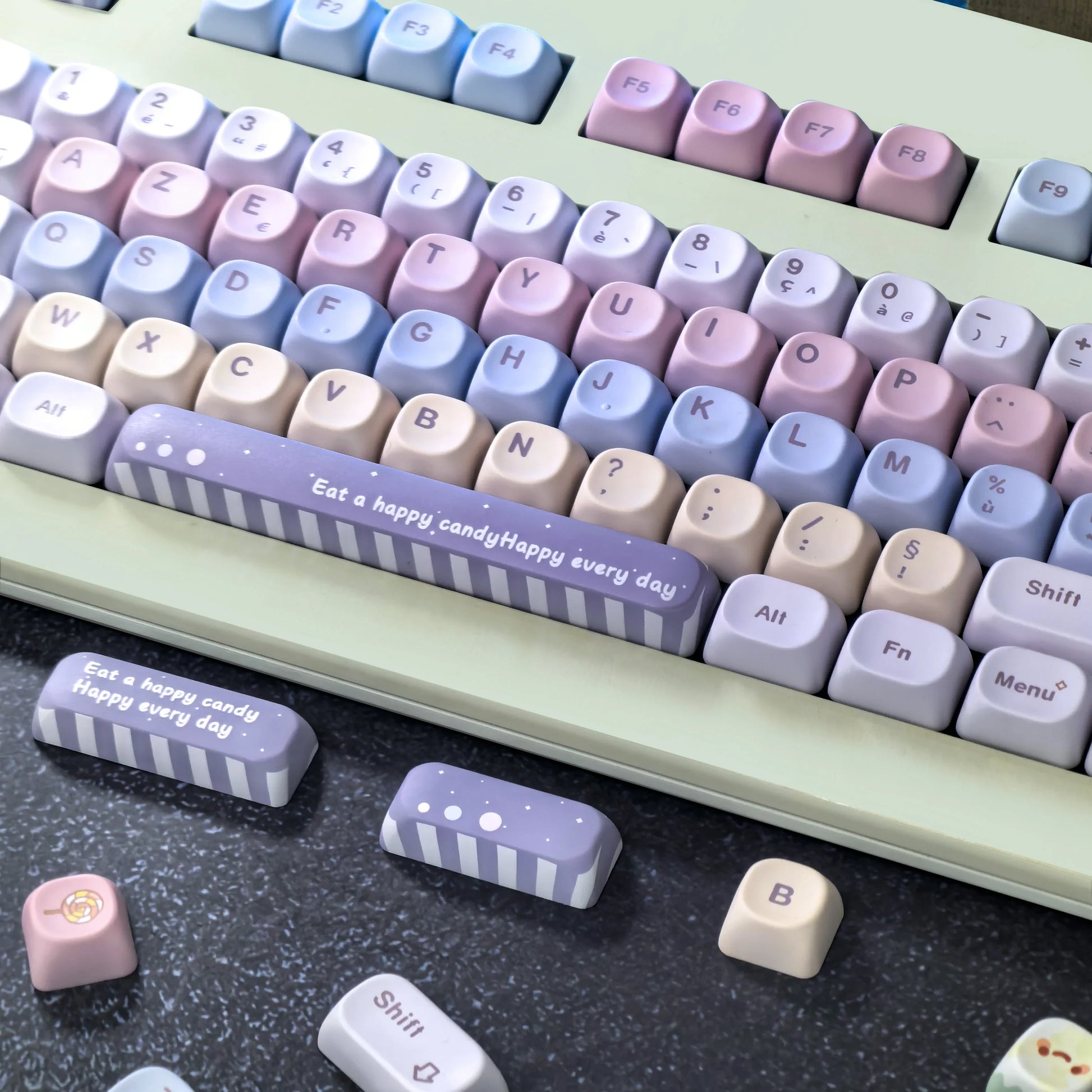 Keycaps AZERTY Candy Colorées - Vue de dos