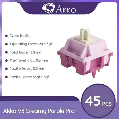 Akko-interruptores táctiles/lineales V3 Pro para teclado mecánico, paquete de 45 Uds., interruptor de llave reemplazable Outemu Gateron Cherry MX