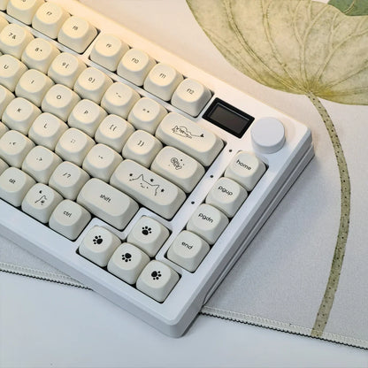 Keycaps QWERTY Cute Cat Blanc