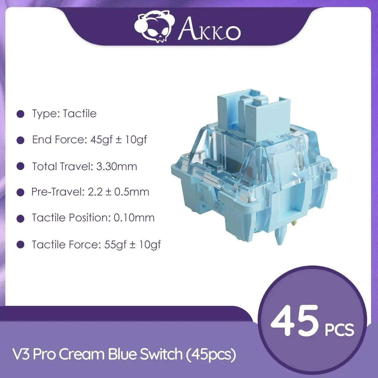 Akko-interruptores táctiles/lineales V3 Pro para teclado mecánico, paquete de 45 Uds., interruptor de llave reemplazable Outemu Gateron Cherry MX