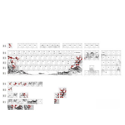 Keycaps AZERTY Plum blossom - Vue de dessus