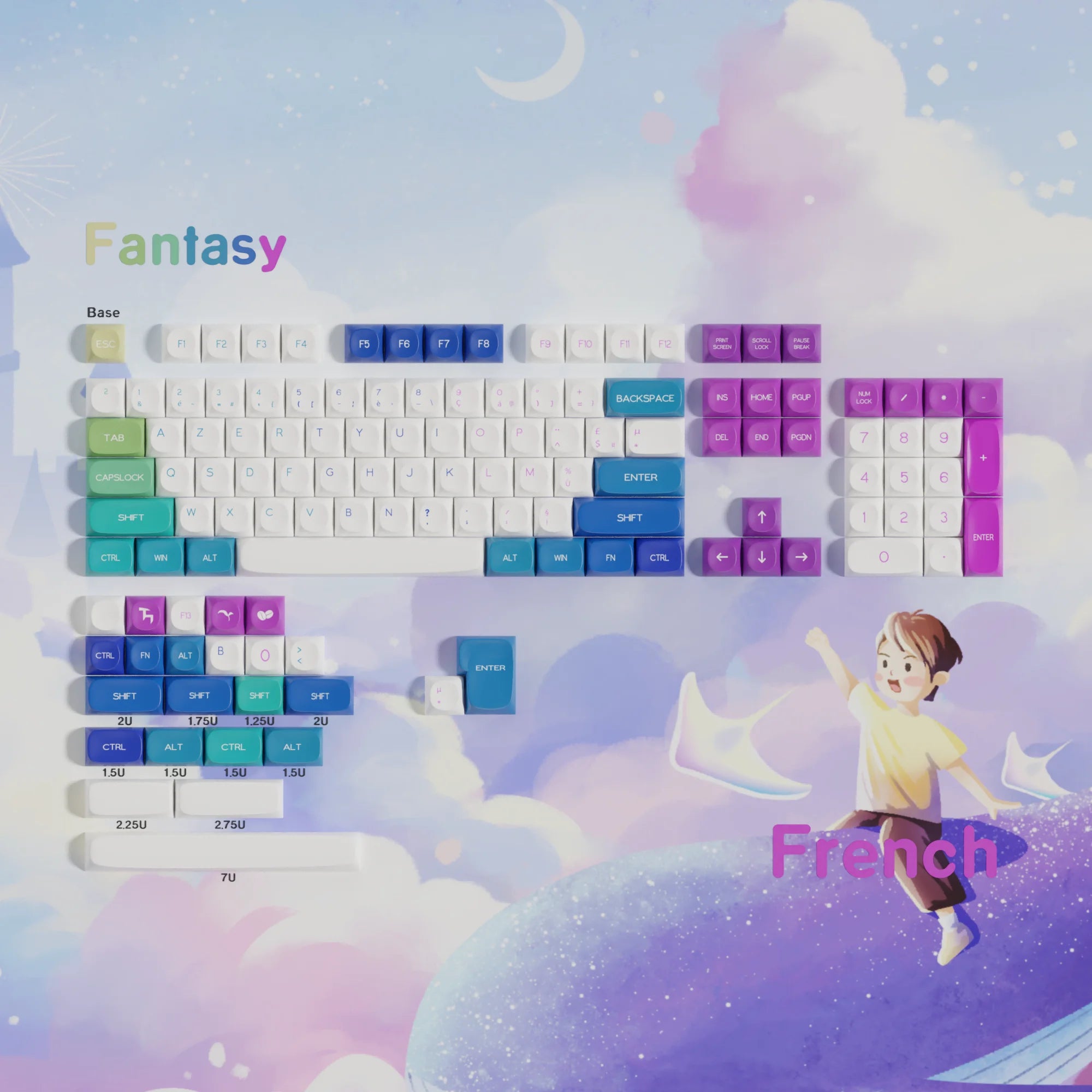 Keycaps AZERTY MOA - Vue principale