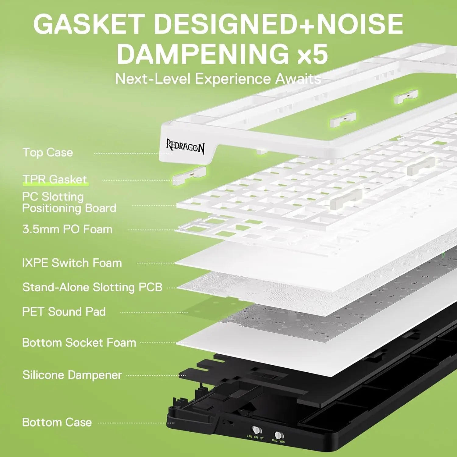Redragon K686 PRO 98 Keys Wireless Gasket RGB 3-Mo - Coloris disponibles