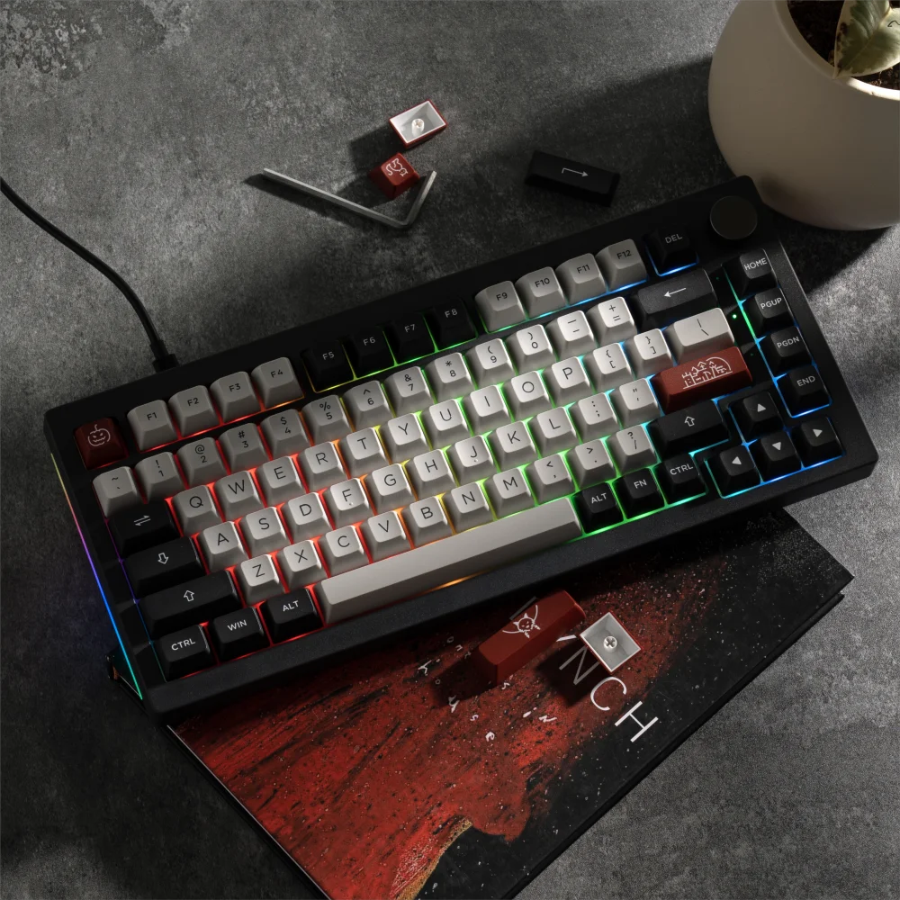 Akko 5075B Plus Dracula Castle 75% Teclado mecánico para jugar 3/5 pines Hot Swap tres modos RGB 2,4 GHz inalámbrico/USB tipo C/BT 5,0