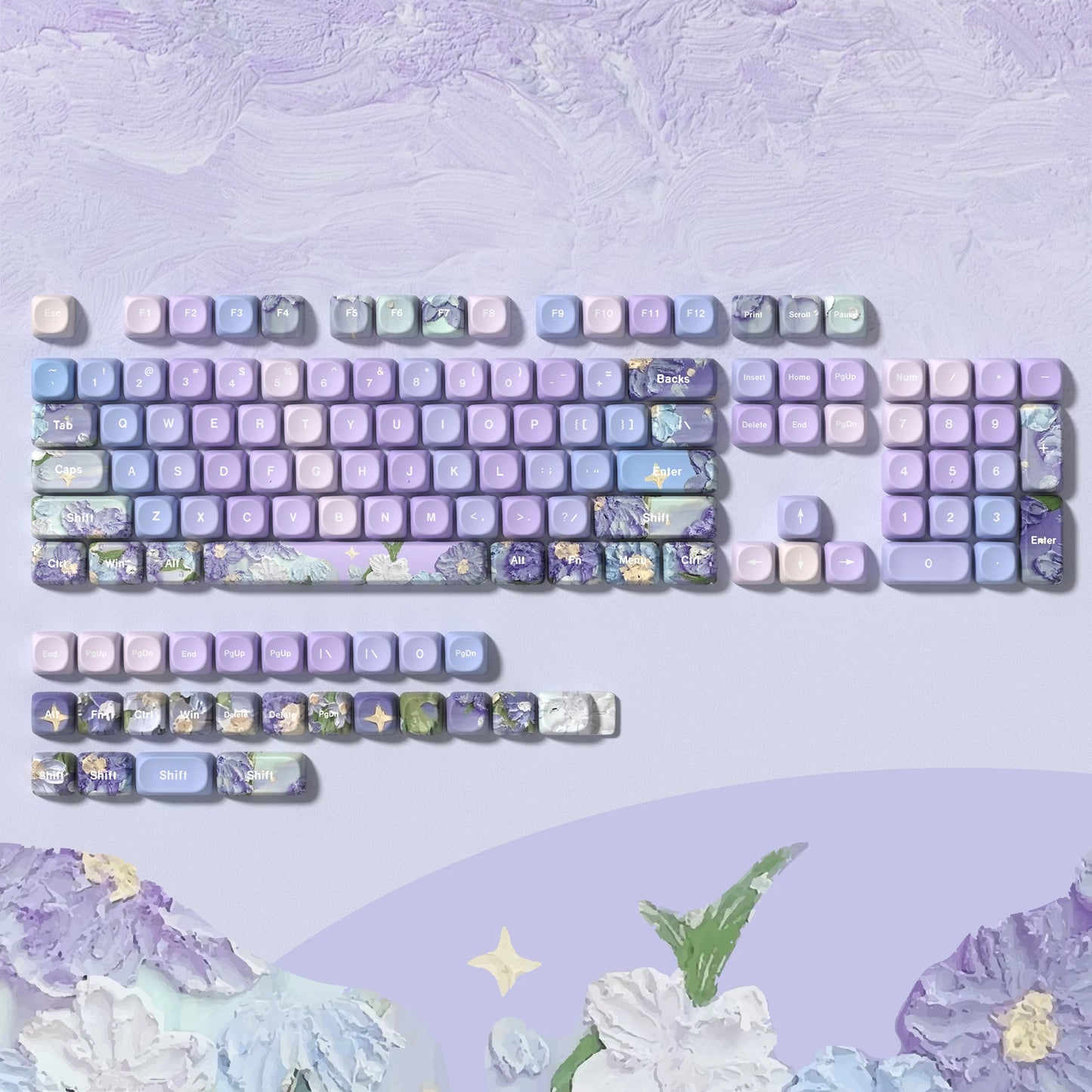Keycaps Violette Blüten